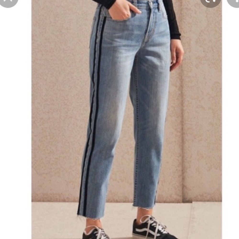 Pacusn Vintage Icon Tuxedo Stripe Raw Hem Jeans